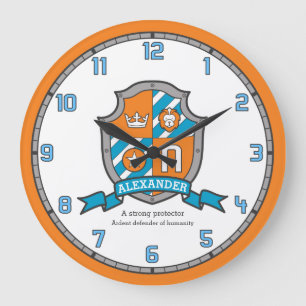 Alexander boys name meaning knights shield orange large clock