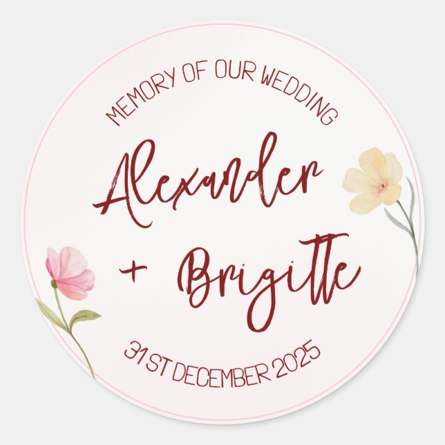 Alexander & Brigitte Wedding Classic Round Sticker (Front)