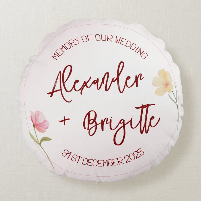Alexander & Brigitte Wedding Round Cushion (Front)