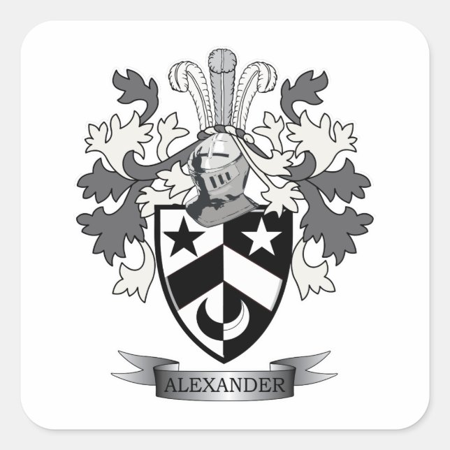 Alexander Family Crest Coat of Arms Square Sticker (Front)
