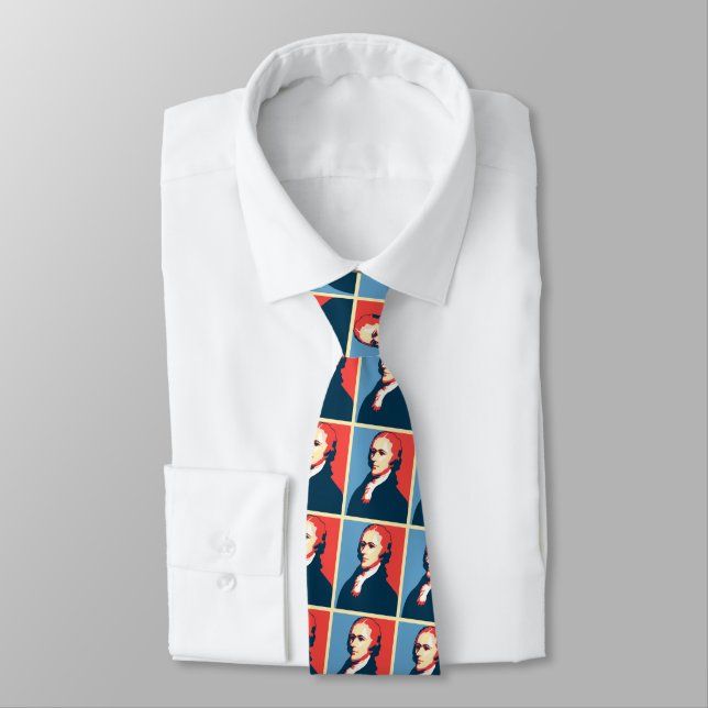 Alexander Hamilton Pop Art Portrait Tie (Tied)