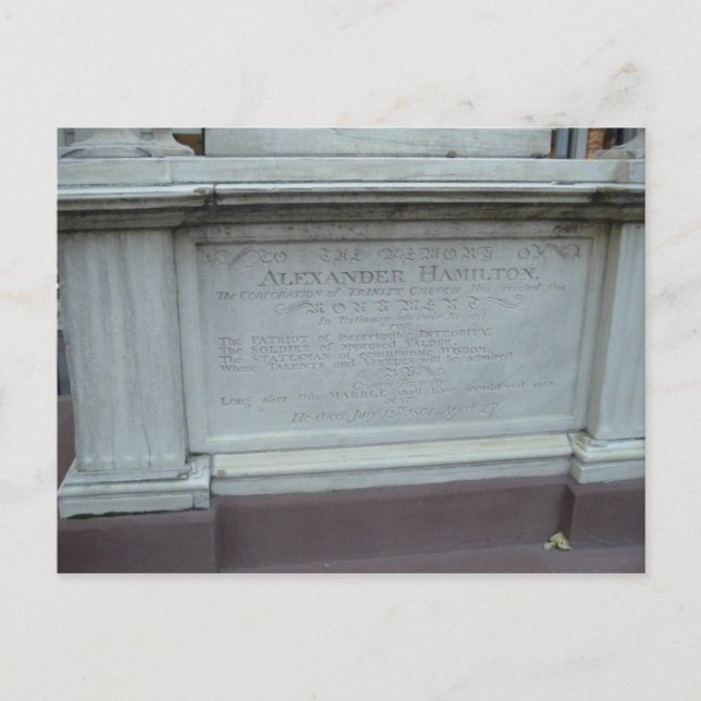 ALEXANDER HAMILTON'S GRAVE POSTCARD (Front)