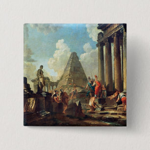 Alexander III the Great before the Tomb 15 Cm Square Badge