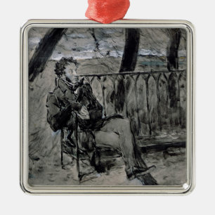 Alexander Pushkin  in a Park, 1899 Metal Ornament