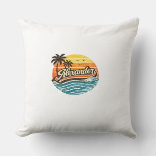 Alexander Retro Sunset Name Design Cushion