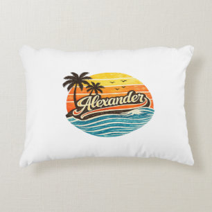 Alexander Retro Sunset Name Design Decorative Cushion