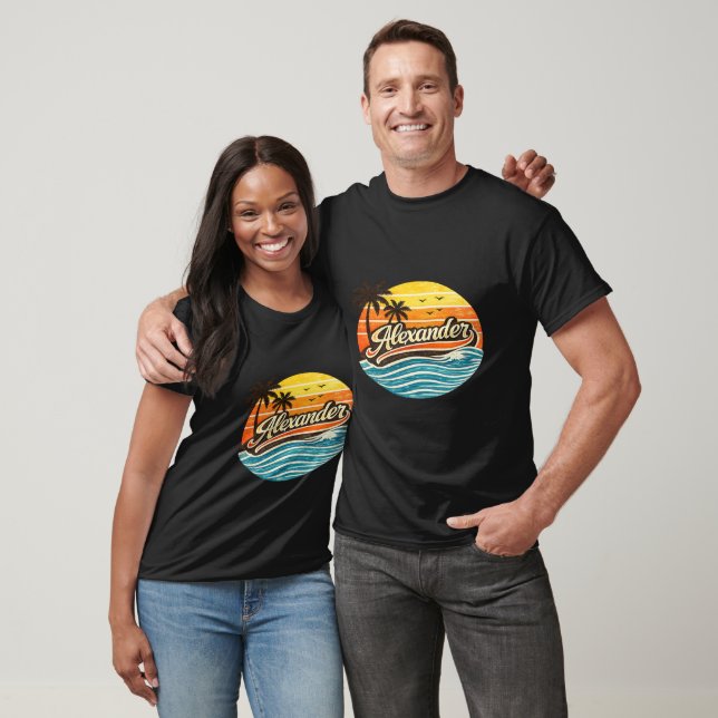Alexander Retro Sunset Name Design T-Shirt (Unisex)