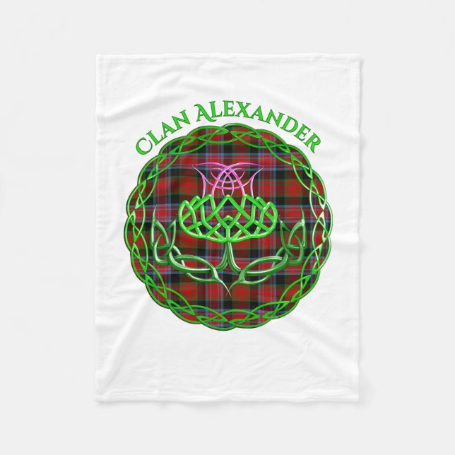 Alexander Scottish Tartan Celtic Thistle Fleece Blanket (Front)