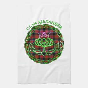 Alexander Scottish Tartan Celtic Thistle Tea Towel