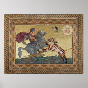 Alexander the Great, Bucephalus and Peritas mosaic Poster