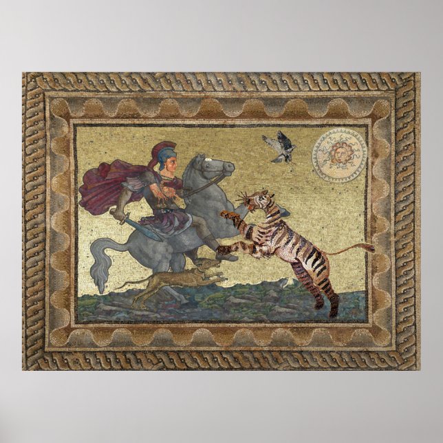 Alexander the Great, Bucephalus and Peritas mosaic Poster (Front)