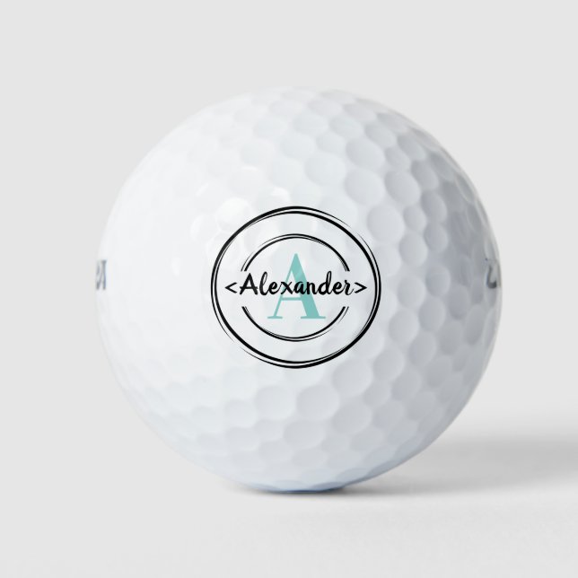 Alexander turquoise  Golf Game monogram Balls (Front)
