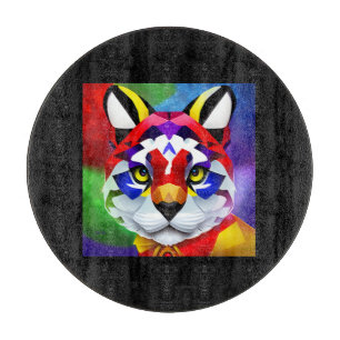 Alexander's Cat black round glass cutting board