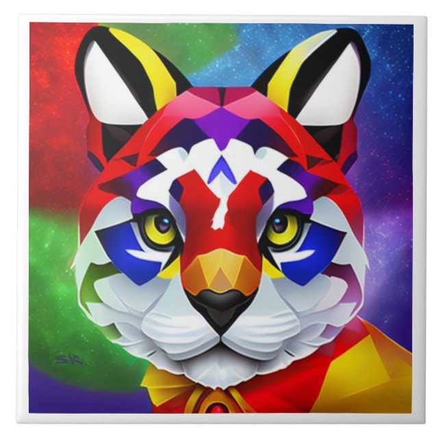 Alexander's Cat large white tile (Front)