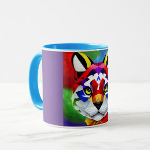 Alexander's Cat purple and aqua center combo mug