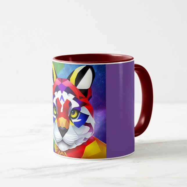 Alexander's Cat purple and maroon center combo mug (Front Right)