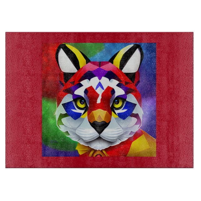 Alexander's Cat red glass cutting board (Front)