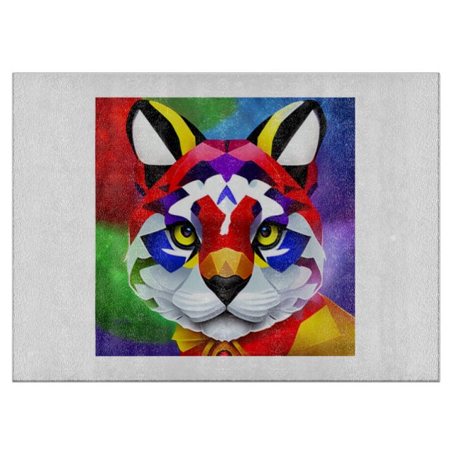 Alexander's Cat white glass cutting board (Front)