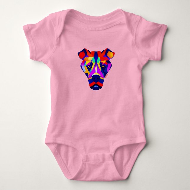 Alexander's Dog baby pink bodysuit (Front)