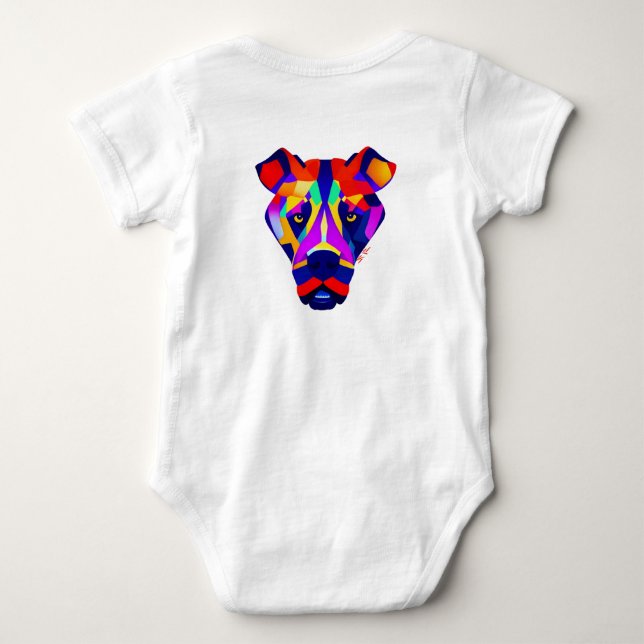Alexander's Dog baby white bodysuit back (Back)