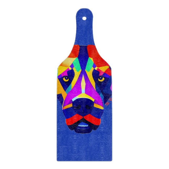 Alexander's Dog blue glass paddle cutting board (Front)