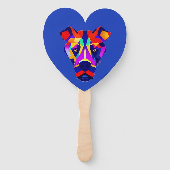 Alexander's Dog blue heart hand fans (Front)