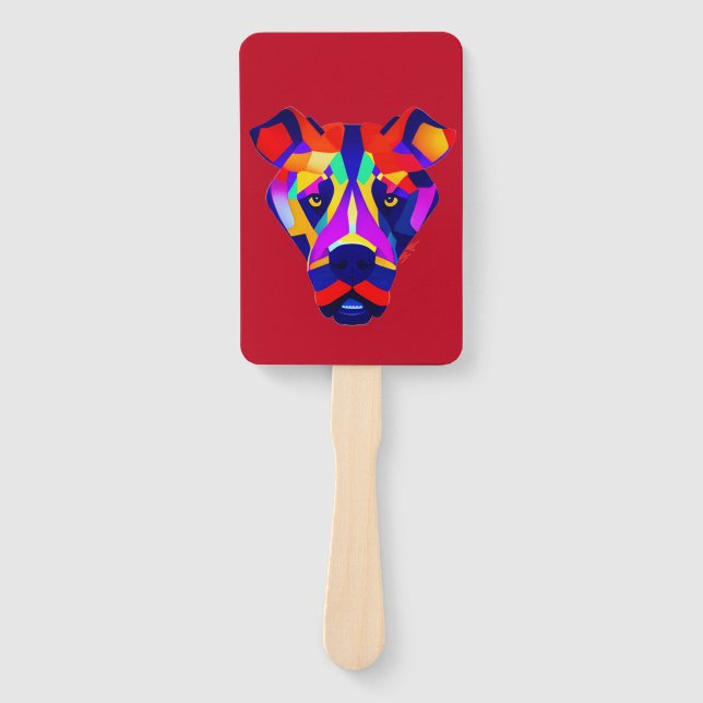 Alexander's Dog red rectangle hand fans (Front)
