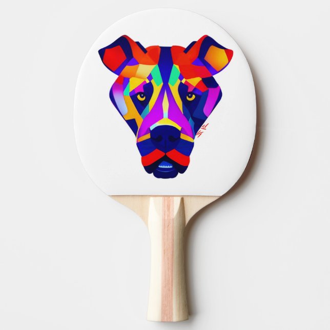 Alexander's Dog white ping pong paddle (Front)