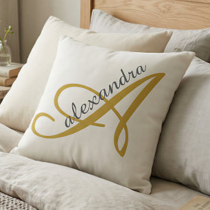 Alexandra Elegant Gold Name Decor Cushion