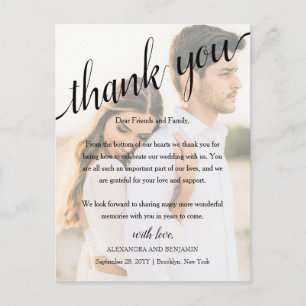 Alexandra Photo Wedding Reception Thank You Postcard