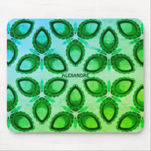 ALEXANDRE ~ Abstract Green Pattern ~ Personalised  Mouse Pad