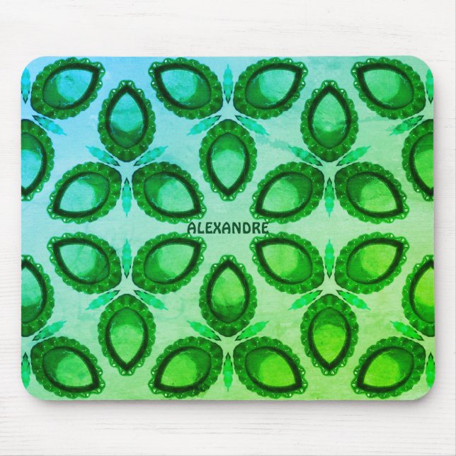 ALEXANDRE ~ Abstract Green Pattern ~ Personalised  Mouse Pad (Front)