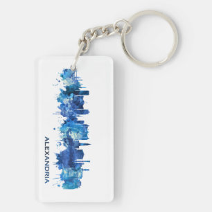 Alexandria Egypt Skyline Blue Key Ring