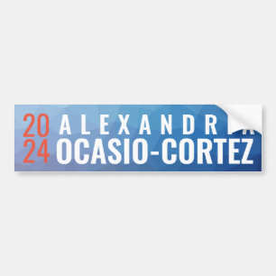 Alexandria Ocasio-Cortez 2024 Blue Geometric Bumper Sticker