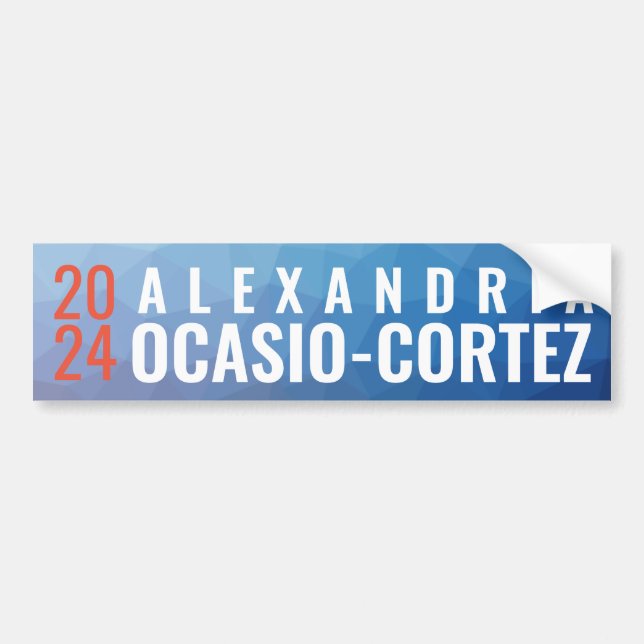 Alexandria Ocasio-Cortez 2024 Blue Geometric Bumper Sticker (Front)