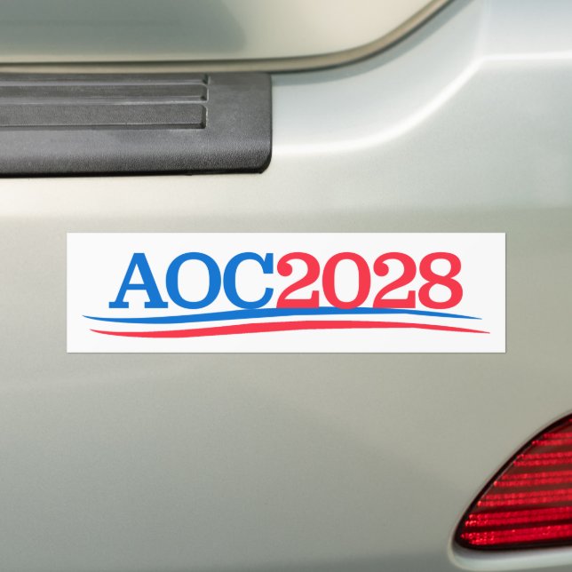 Alexandria Ocasio-Cortez AOC 2028 Bumper Sticker (On Car)