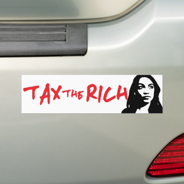 Alexandria Ocasio-Cortez AOC Tax The Rich Bumper Sticker (On Car)
