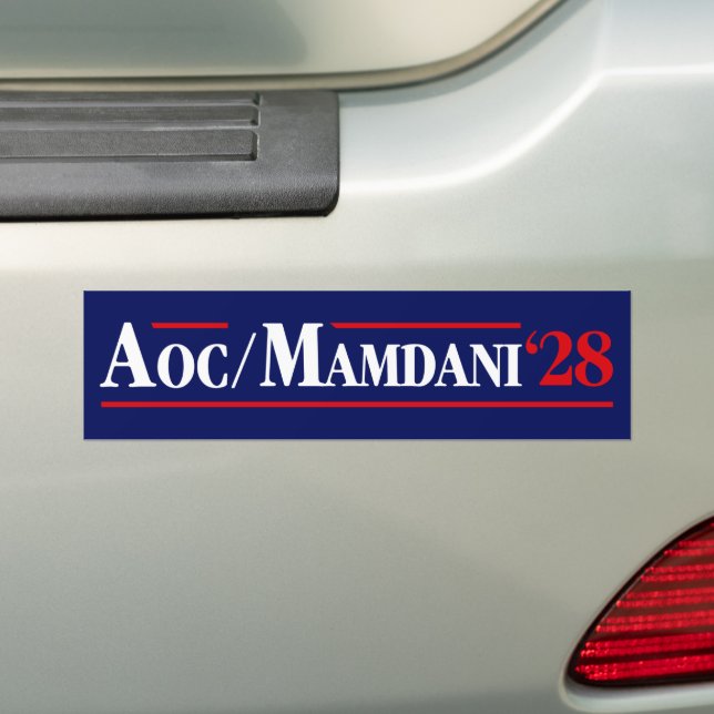 Alexandria Ocasio-Cortez AOC Zohran Mamdani 2028 Bumper Sticker (On Car)