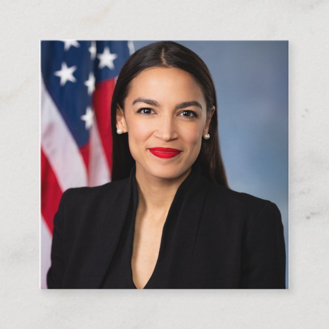 Alexandria Ocasio Cortez Portrait Square Business Card (Front)