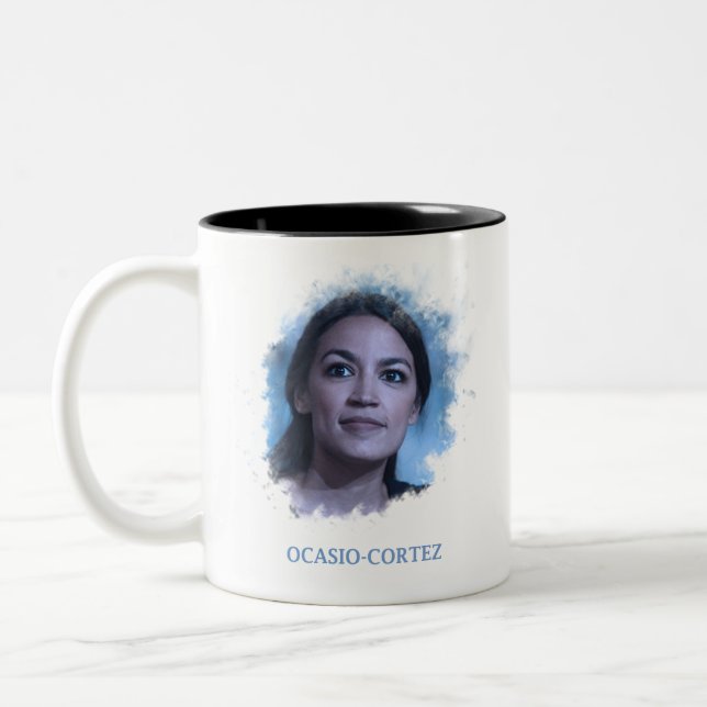 Alexandria Ocasio-Cortez - Smoke Design Two-Tone Coffee Mug (Left)