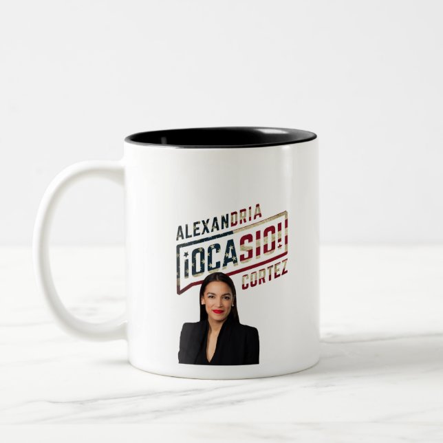 Alexandria Ocasio-Cortez Two-Tone Coffee Mug (Left)