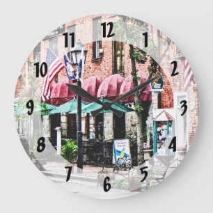 Alexandria Street With Cafe Large Clock