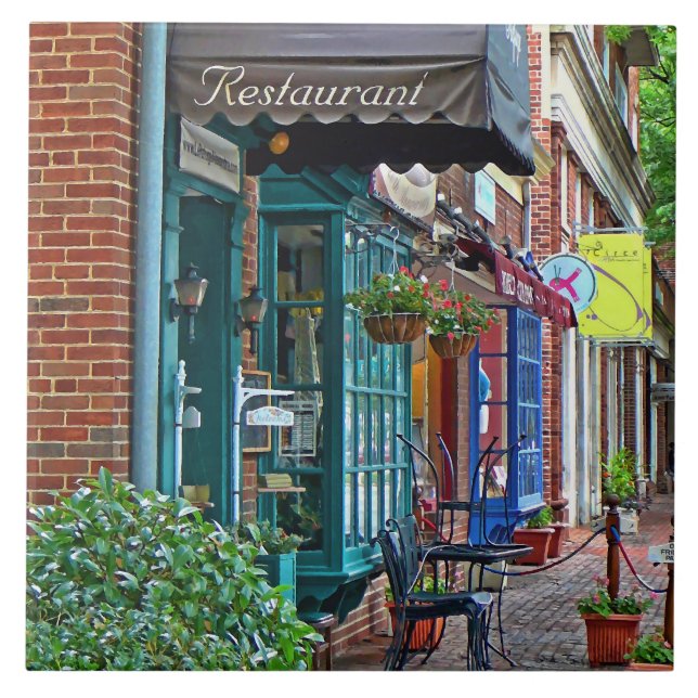 Alexandria VA - Restaurant With Brown Awning Ceramic Tile (Front)