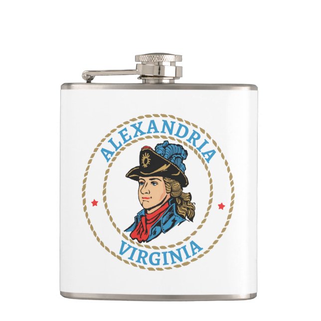 Alexandria Virginia Colonial Hip Flask (Front)