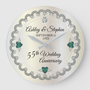 Alexandrite Diamonds 55th Wedding Anniversary  Large Clock