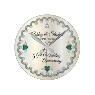 Alexandrite Diamonds 55th Wedding Anniversary Round Clock