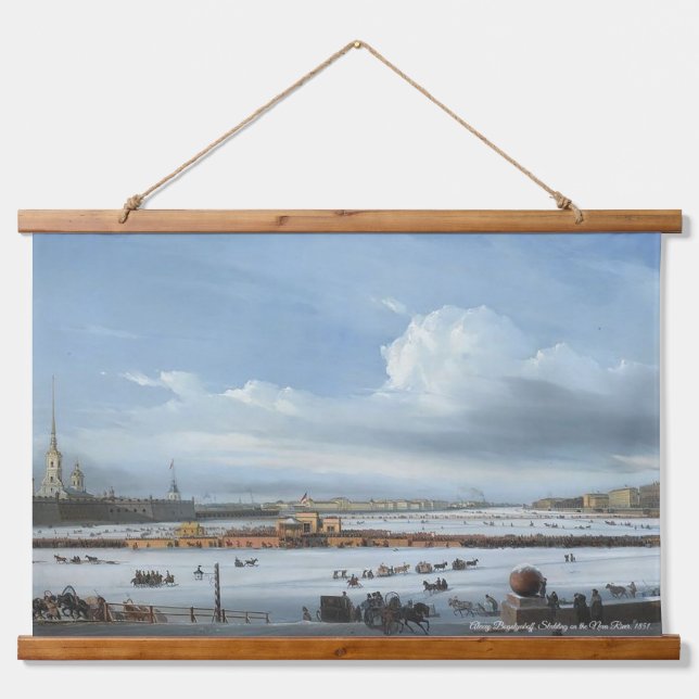 Alexey Bogolyuboff. Sledding on the Neva River... Hanging Tapestry (Front)