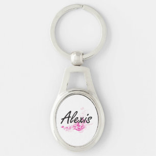 Alexis Artistic Name Design with Flowers Key Ring
