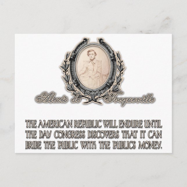 Alexis de Tocqueville Quote: America's Lifetime Postcard (Front)