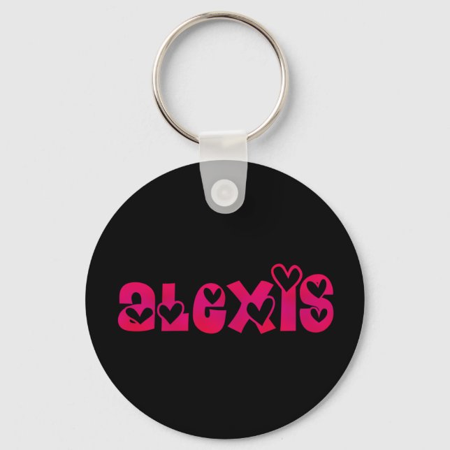 Alexis in Hearts Key Ring (Front)